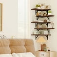 thumbnail image 4 of Floating Shelves for Wall, Rustic Wood Wall Mounted Corner Shelf for Bathroom, Kitchen, Bedroom, Home Decor, Laundry Room, Living Room, Set of 5 (Walnut Brown), 4 of 5