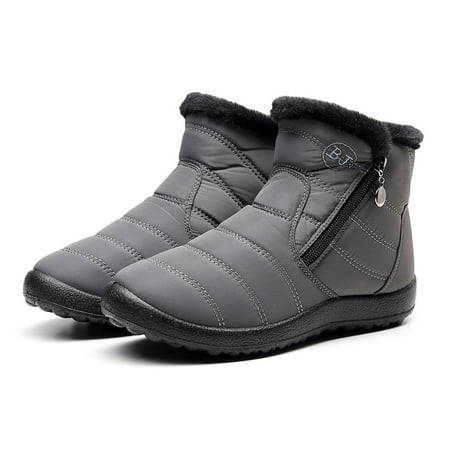 

Egmy Women S Winter Warm Waterproof Cotton Shoes Nylon Snow Ankle Short Boots Botas Gray 41