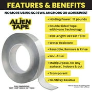 Alien Tape Double Sided Mounting Tape 3 Rolls Heavy Duty Nano Two Sided Clear 1.18 in x 10 ft
