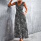 thumbnail image 2 of Vestido sin mangas con cuello en V, vestido con cinturón y cuello en V, vestido largo a media pierna, vestido con estampado floral, elegante y moderno, 2 of 6