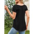 thumbnail image 5 of Fancyglim Women's Plus Size Tops Henley V Neck Button Plain T-Shirt Black 3XL, 5 of 8