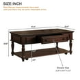 thumbnail image 3 of Movable Coffee Table with Drawer, 47" Farmhouse 2-Tier Center Table with Lockable Wheels and Solid Wood Legs for Living Room, Espresso, 3 of 7