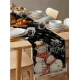 thumbnail image 6 of Black Christmas Snowman Burlap-Cotton Table Runner 70 Inches Long,Vintage Xmas Snowflake Farmhouse Table Runners,Outdoor Dining Tablecloths Decor for Baby Shower Party Wedding 13x70, 6 of 9