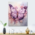 thumbnail image 2 of Designart "violet Pink Animal Lavender Butterfly" Animals Butterfly Metal Art Print, 2 of 5
