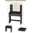 thumbnail image 2 of Black Vanity Set with Mirror and Lights, Akaber Makeup Vanity Desk with Chair, Charging Station, Vanity for Women, 2 of 9