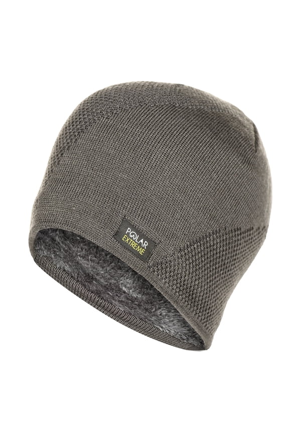 Men's Thermal Textured Beanie Winter Fleece lined Hat Skull Men Cap (Gray)