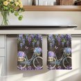 thumbnail image 7 of Purple Flowers Kitchen Towels Set of 2, Weeping Spring Floral Bicycle Wooden Farmhouse Absorbent Dish Towels for Kitchen, Microfiber Hand Towel, Quick Drying Tea Towel for Cleaning Dishcloths, 7 of 7
