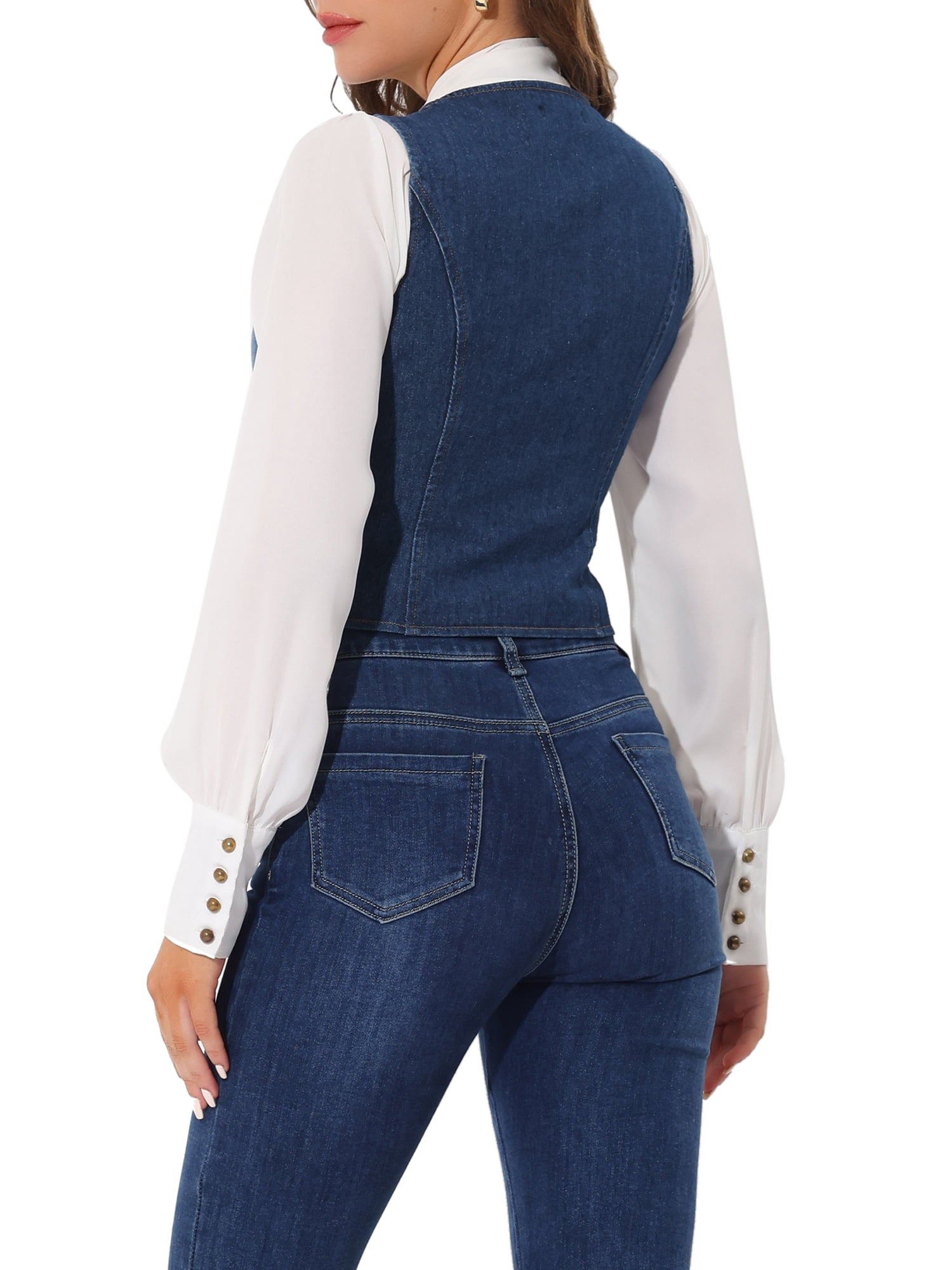 DARING DIVA Women's Sleeveless V Neck Casual Waistcoat Vest Jacket XL Dark Blue