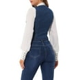 thumbnail image 3 of INSPIRE CHIC Women's Denim Vest V Neck Button Down Casual Jean Waistcoat Sleeveless Jakcet XS Dark Blue, 3 of 7