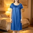 thumbnail image 6 of SELONE Lace Dress for Women Short Crew Neck Sleep Dress Pleated Lace Solid Short Sleeve Midi Dress Fashion House Dress, 6 of 7
