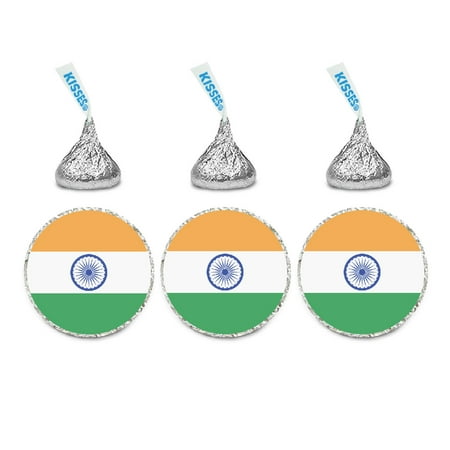 Global World Flag Party Collection, Chocolate Drop Label Stickers, India, (Best Chocolate Available In India)
