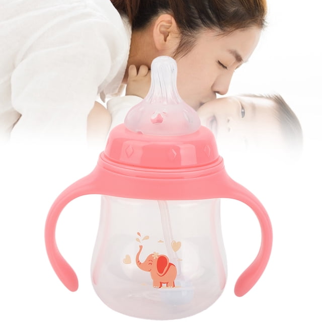 Vaso para niños pequeños, biberón, vaso para bebés, vaso con pajita, vaso antiderrames, eficiencia óptima