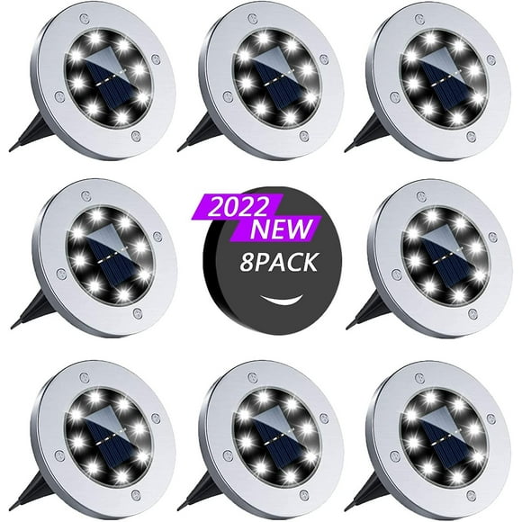 Solar Lights Outdoor, 8 Pieces Solar Ground Lights Outdoor Waterproof 8led Solar Recessed Lights For Walkway (cool White)
