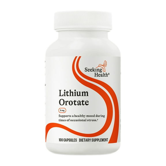 Seeking Health Lithium Orotate - Mineral Supplement Supports Brain Health & Memory - Non-GMO & Gluten-Free Formula with Low Serving of Lithium - 5 mg, 100 Capsules