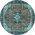 thumbnail image 1 of Ahgly Company Indoor Round Medallion Light Blue Traditional Area Rugs, 4' Round, 1 of 4