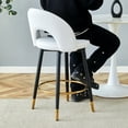 thumbnail image 3 of LUFTUT Bar Stools Set of 2, 25" Kitchen Island Stools, Swivel Barstools with White PU Leather Upholstery & Black Metal Legs, Modern Breakfast Bar Chairs, 3 of 8