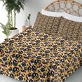 thumbnail image 3 of Ambesonne Emoji Fitted & Top Sheet Set with Sham, Retro Plaid Bolts and Faces, Orange White and Black, 3 of 5
