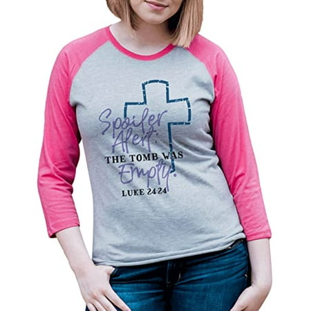 7 ate 9 Apparel Women s Happy Easter Shirts – The Tomb was Empty Pink Shirt Medium