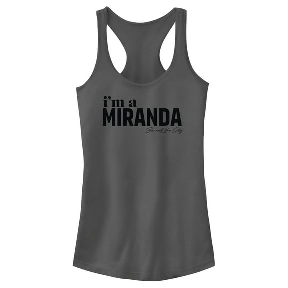 Junior's Sex and the City I'm a Miranda Text  Racerback Tank Top Charcoal Small