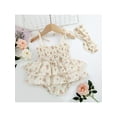 thumbnail image 2 of Newborn Baby Girl Summer Outfit Sleeveless Halter Floral Romper Dress Ruffle Smocked Skirts Bodysuits Infant Cute Clothes, 2 of 7