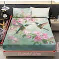 thumbnail image 4 of ZIATUBLES 3-Piece Twin Size Cooling Sheet Set – Soft Polyester Bedding, Cozy and Breathable All-Season Sheets with 1 Fitted Sheet and 2 Pillowcases, Hummingbird Pink Flower Print, 4 of 9