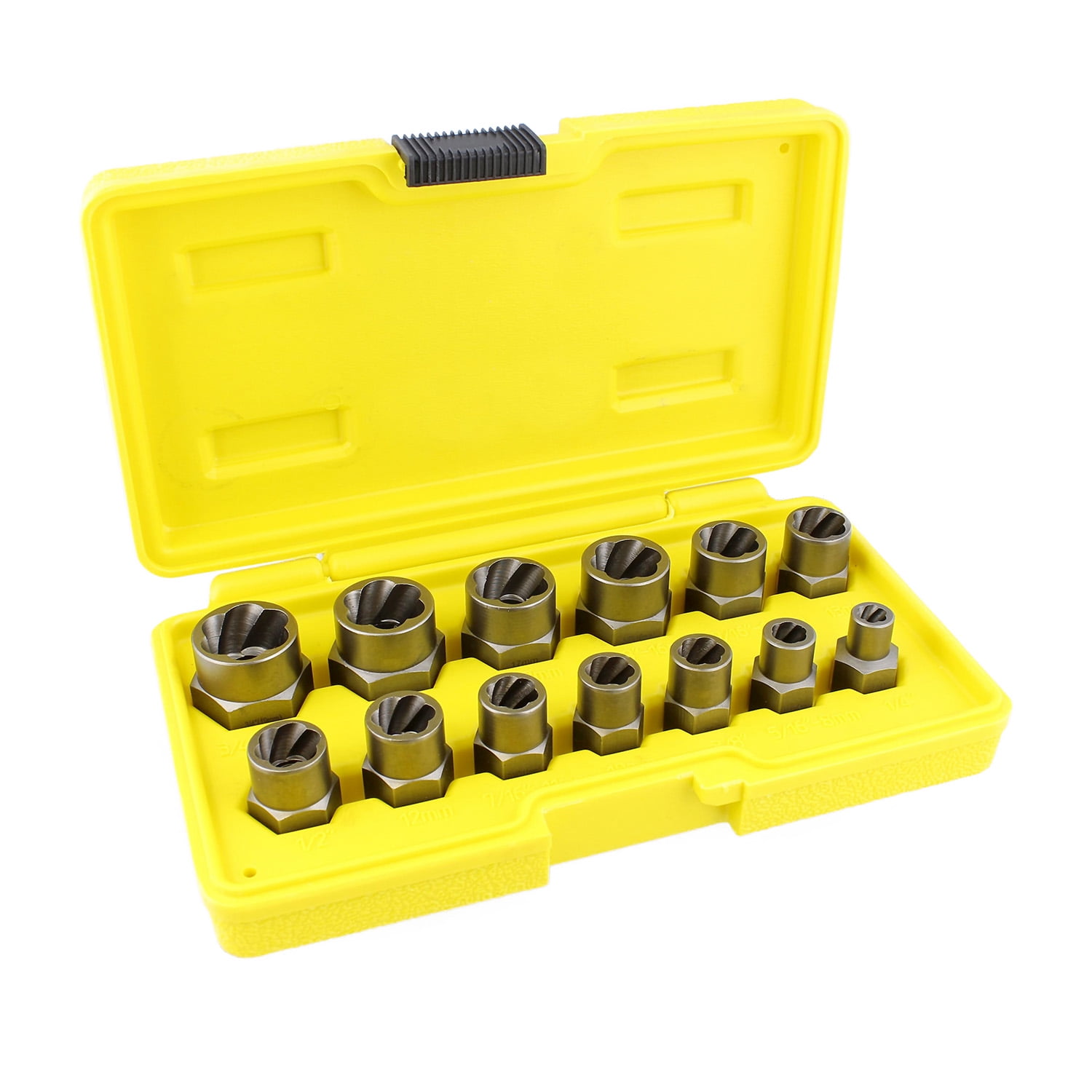 Nut Bolt Extractor Socket Set in 13 SAE and Metric Sizes for 3/8 Inch Drive with Case Impact Nut and Bolt Extraction Tool Set Rusted Damaged Stripped Nut and Bolt Remover Tool Kit 