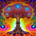 thumbnail image 2 of The Technicolor Tangle - Psychedelic Tree Canvas Wall Art, 2 of 2
