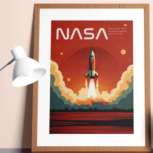 1pc Retro Solar System Planet Space Astronaut Canvas Wall Print Astronomy Poster Moon Wall Decor Printable Art, size: 50*70 cm, unframed.,01