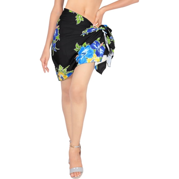 HAPPY BAY Women's Summer Beach Pareo Summer Bikinis Sarongs Coverups Bikini Beachwear Vacation Swim Cover up Short Beach Wraps for Women One Size Blue, Floral