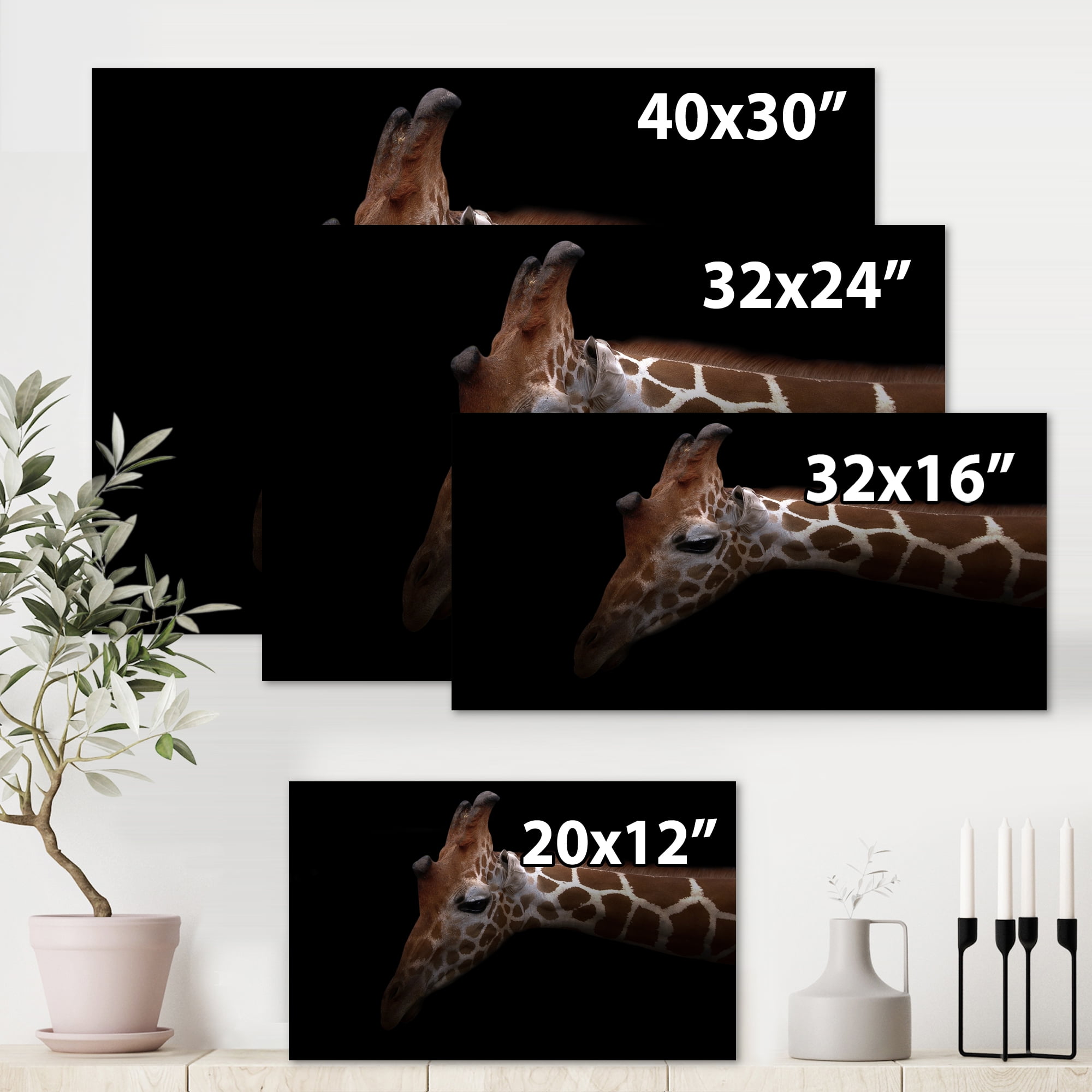 Designart ' Close Up Portrait of A Giraffe VIII ' Farmhouse Canvas Wall Art Print