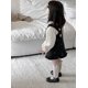 thumbnail image 4 of Vestido vaquero con tirantes y lazo para niña, conjunto de ropa de bebé de estilo coreano de 0 a 3 años, falda bonita para niño pequeño, blusa con manga acampanada opcional, 4 of 6