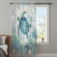thumbnail image 4 of Underwater Turtle Sheer Curtains 45 Inches Long, Coastal Coral Starfish Summer Ocean Reefs Light Filering Curtains, Breathable Simi Curtain Privacy Drapes for Kitchen Bathroom Small Window Treatment, 4 of 9