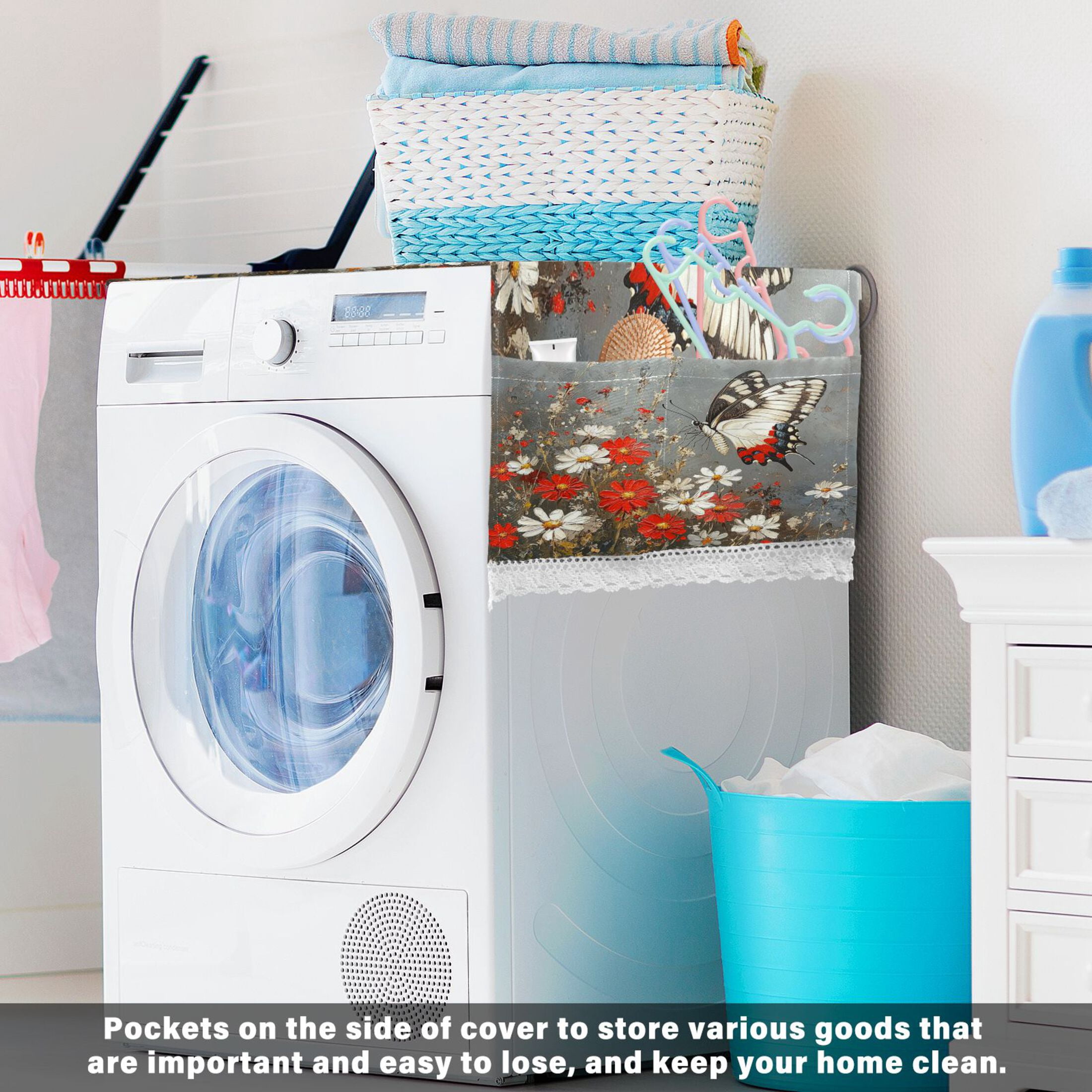 DEIARA Flower Butterfly Washing Machine Cloth Dryer Refrigerator Top Cover Protective Non-Slip Mat For Kitchen Laundry
