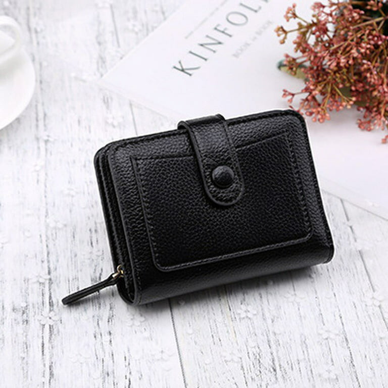 Small Womens Black Wallets with Card Holder Wallet for Women, Black
