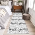 thumbnail image 4 of Rectangle Rug 2x6Ft Black Grey Botanical Tree Branch Soft Indoor Throw Rugs Carpets for Living Dining Bedroom Kids Room Non-Slip Playroom Crawl Rug Floor Mats Abstract Stripe Plant on White, 4 of 9