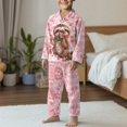 thumbnail image 5 of Yuyamidu Cute Sloth Button Pajamas for Girls 13-14T Strawberry Sleepwear Pants & Pullover Tops for Vacation Walking 2 PCS Comfy Long Sleeve Loungewear Set with Pockets, Pink, 5 of 7