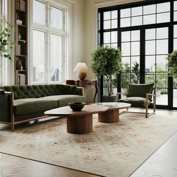 Rugs USA x Padma Lakshmi Elizabeth Hand-Tufted Vintage Medallion Wool-Blend Rug, 6' x 9', Elizabeth Multicolor