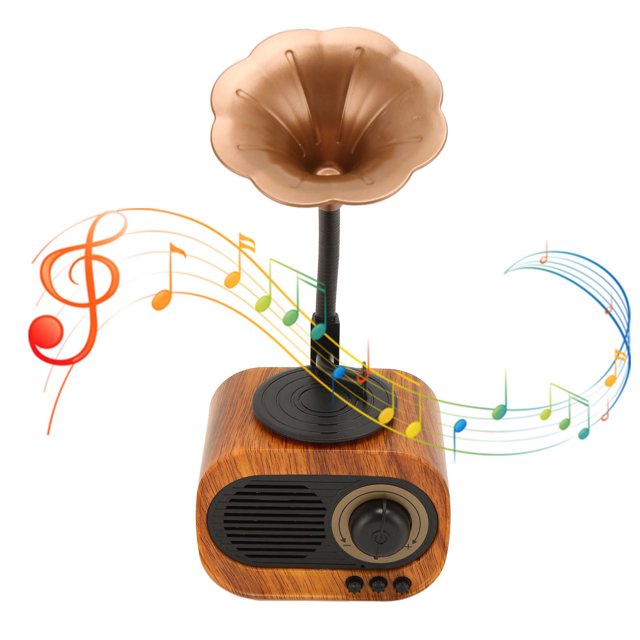 Radio, Haut-Parleur Sans Fil Portable 5W 150HZ à 20KHZ Forme de Phonographe Excellente Capacité de Réception pour Pièce