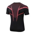 thumbnail image 6 of EANJE Men's Short Sleeve Compression Shirt, Moisture Wicking Athletic Workout T‑Shirt Color Block Performance Sports Top for Gym Running Training Red M, 6 of 6