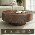 thumbnail image 4 of Gelloan 35" Round Coffee Table, Modern Drum Burl Coffee Tables for Living Room 35" Mid Century Wooden Pedestal Circle Accent Small Center Apartment Easy Assembly,Burl Walnut, 4 of 6