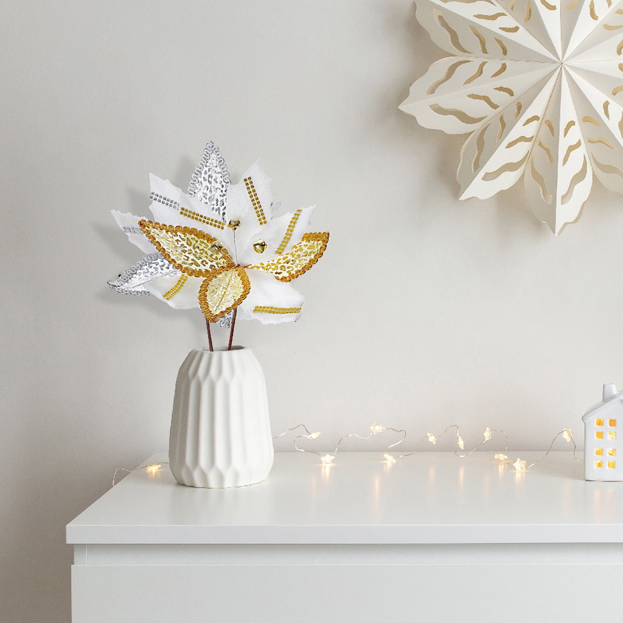 Lot De 12 Pics À Poinsettia En Strass (Assortiment)