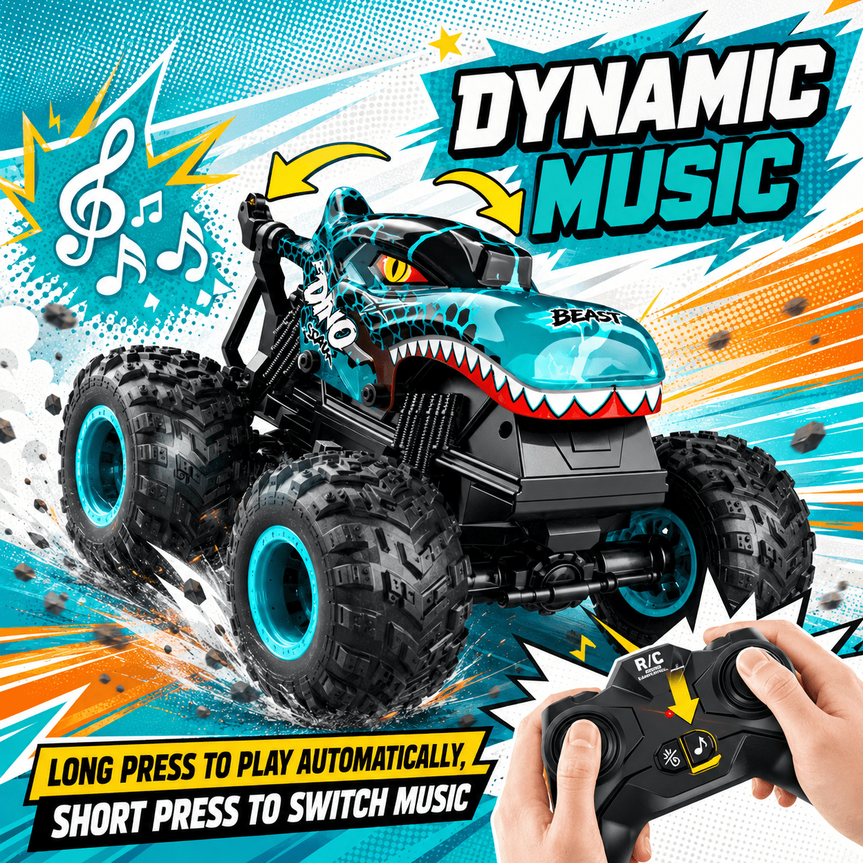 Ejoyoyin Remote Control Monster Truck, 1:20 Remote Control Cars for Boy, RC Monster Truck for Kids All Terrain Stunt RC Cars Gift Ages 4-8