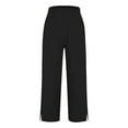 thumbnail image 5 of Jxximdong Pants for Women Women Solid Straight Solid Elastic Pants Long Linen Women Waist Cotton Casual Slit Trouser Legs Pants Black XXL Trousers, 5 of 6