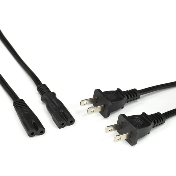 THE CIMPLE CO - Two Pack of Power Cords - Includes Polarized and Figure 8 - 2 Prong 6ft