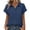 Navy, variant on Womens Khaki Short Sleeve Button Down Shirt, Polyester Wrinkle Resistant Blouse, Relaxed Fit Casual & Work Top,Size M