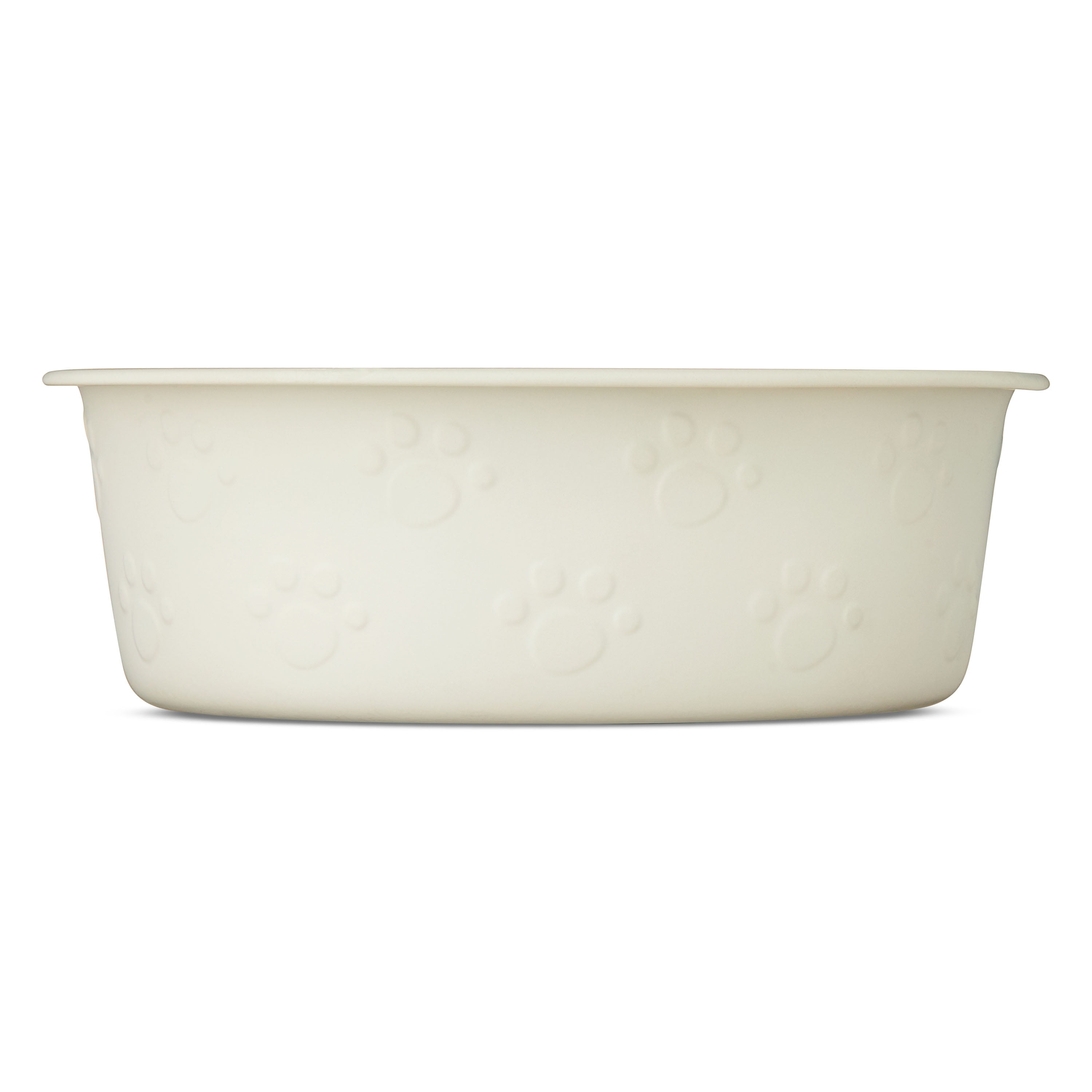 Vibrant Life Large Stainless Steel Embossed Dog Bowl, Off-White Paws