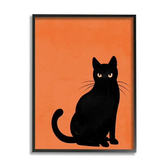 Stupell Industries Bold Black Cat Silhouette Graphic Art Black Framed Art Print Wall Art, Design by Jo Taylor