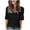 Black, variant on XIAONU Womens Casual Tee Loose Elbow Sleeve V-Neck Curved Hem Pullover Top Soft Comfort Daily Wear Blouse
