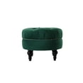 thumbnail image 4 of Ottoman Rond Capitonné Accents Clous Vert Sapin, 4 of 8