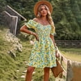 thumbnail image 1 of WildPinky 2023 New Boho Summer Women Dress Slash Neck Female Puff Sleeve Ladies Ruffles Layer Print Beach Dress VestidosS Gao Jinjia LED, 1 of 2